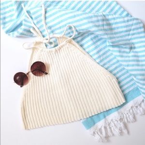 Rib Knit High Neck Crop Top from PacSun